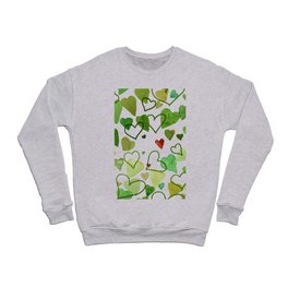 Watercolour Hearts Green Crewneck Sweatshirt