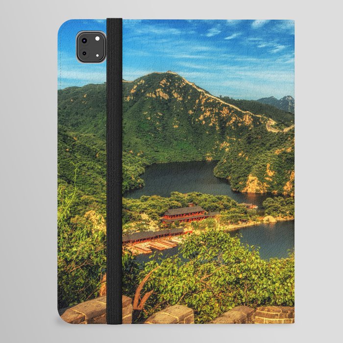 China Photography - Great Wall of China Surrounded By Mountains And Lakes iPad Folio Case