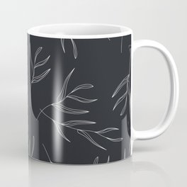Black and white line work leaf drawing Coffee Mug