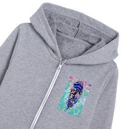 Colorful Blue Feather Art - Wild Blue Feather Kids Zip Hoodie
