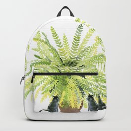 Fern and Two Cats Backpack | Tropical, Botanical, Minimalist, Birthday, Indoor Plant, Cats, Two Cats, Kitten, Christmas, Modern 