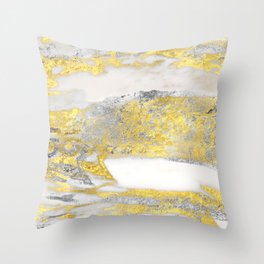 Silver and Gold Marble Design Throw Pillow