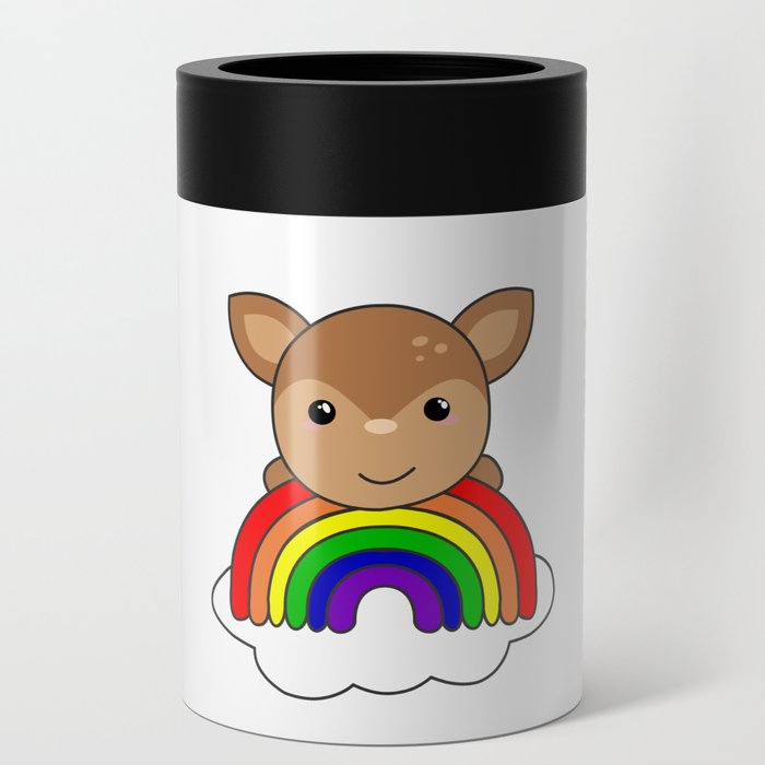 Deer Rainbow Cute Animals Colorful Can Cooler