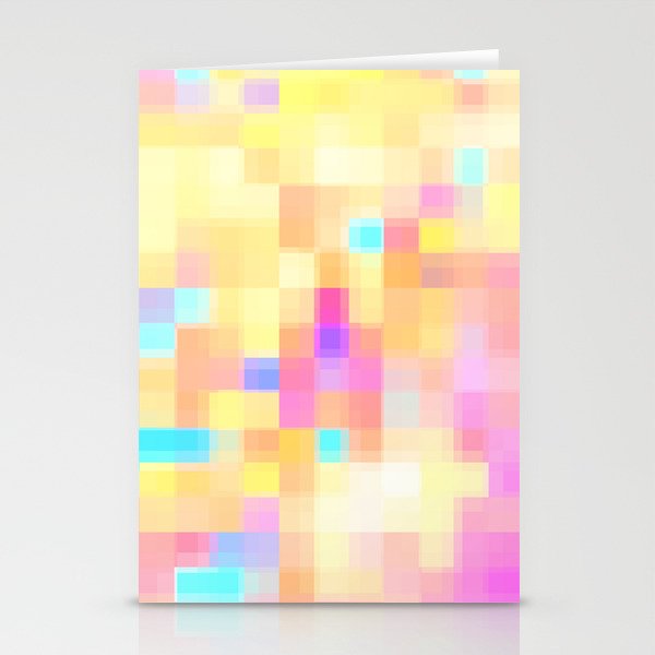 geometric pixel square pattern abstract background in pink yellow blue Stationery Cards