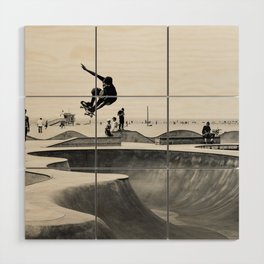 Skateboarding Print Venice Beach Skate Park LA Wood Wall Art