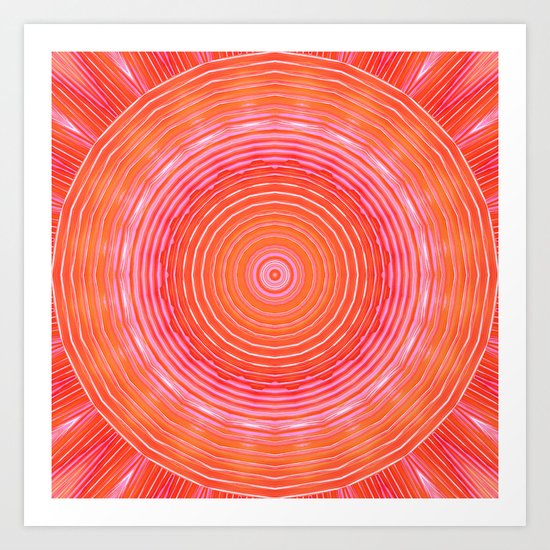 Mandala orange pink Art Print