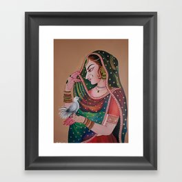 Mughal Lady with bird Framed Art Print