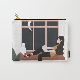 Girl Reading at Night Carry-All Pouch