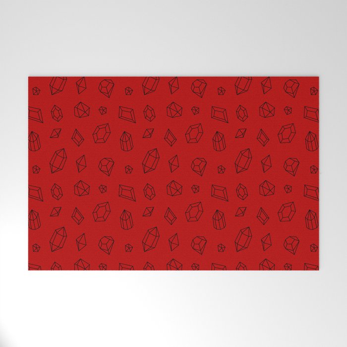 Red and Black Gems Pattern Welcome Mat