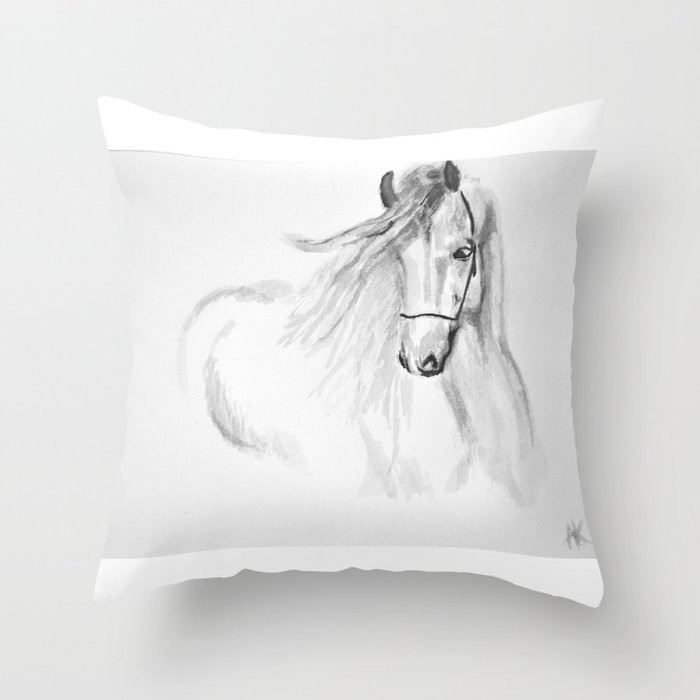 Black & White Horse Throw Pillow