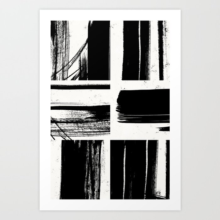 Abstract Painting, Black Brush Strokes Collage, #637 - Agnes Szafranska  Art Print