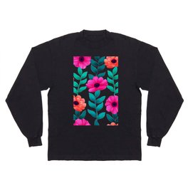 flowers and leaves pattern Long Sleeve T-shirt
