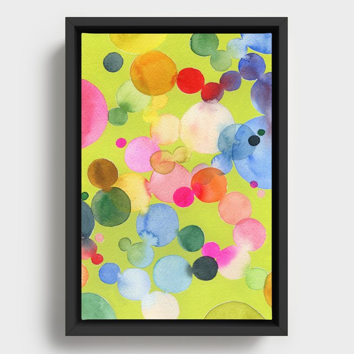 dots in lime green Framed Canvas