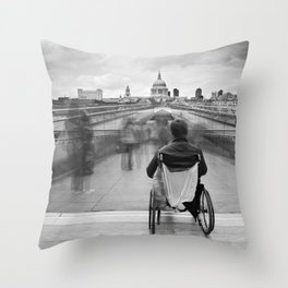 Invisible, Millennium Bridge, London Throw Pillow | People, Photo, Black and White 