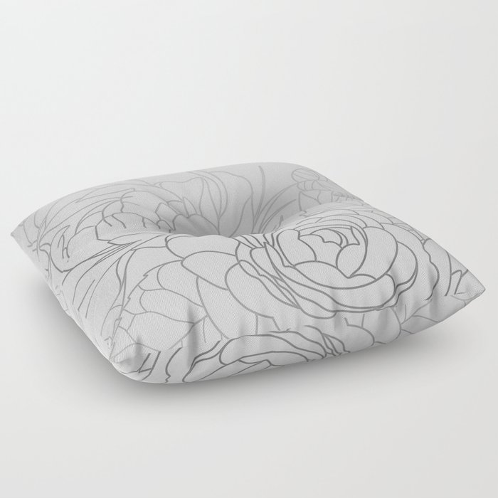 Ivory Floral Floor Pillow