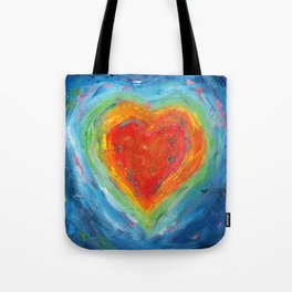 Rainbow Heart Healing Tote Bag