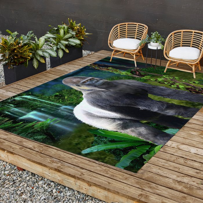 Silverback Gorilla Guardian of the Rainforest Rug by Holbrook Art  Productions