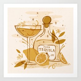 Tequila Cocktail Vintage Poster Art Print
