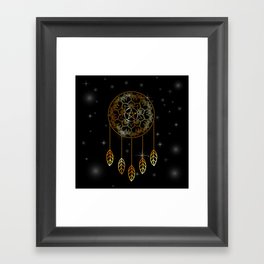 Mystic decorative golden mandala floral dreamcatcher	 Framed Art Print