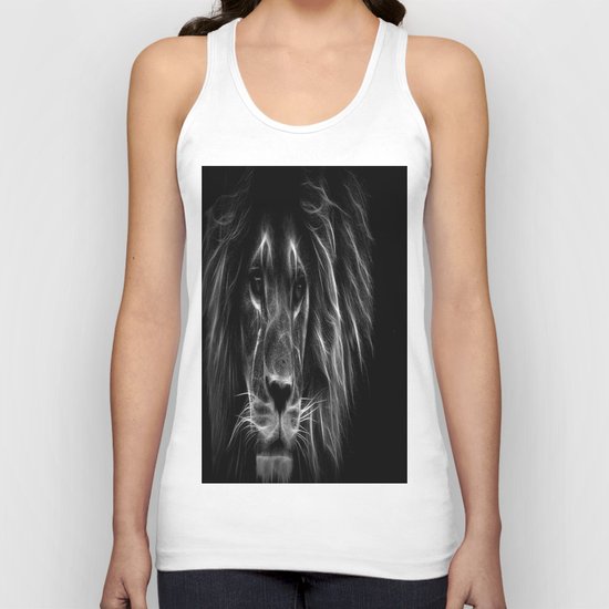 lion. Black & White Unisex Tank Top