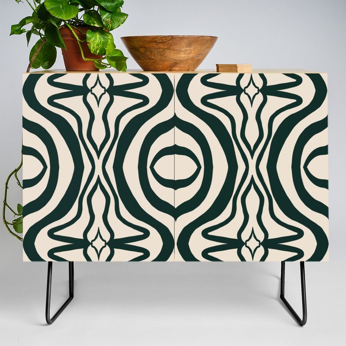 Modern green swirly line pattern Credenza