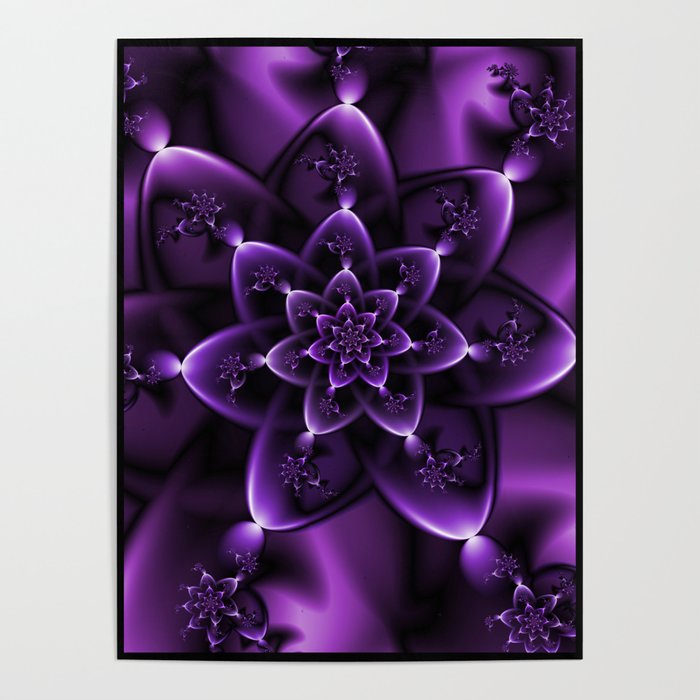 Purple Fractal Rose Poster