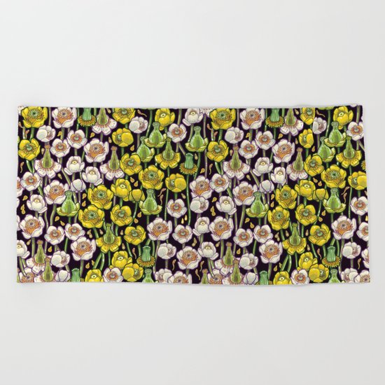 waterlily pattern Beach Towel