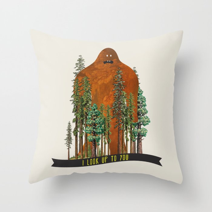 I Look up to You (Bigfoot in the Forest) Throw Pillow