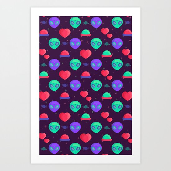 Kawaii Aliens Art Print