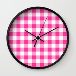 Classic Check - hot pink Wall Clock