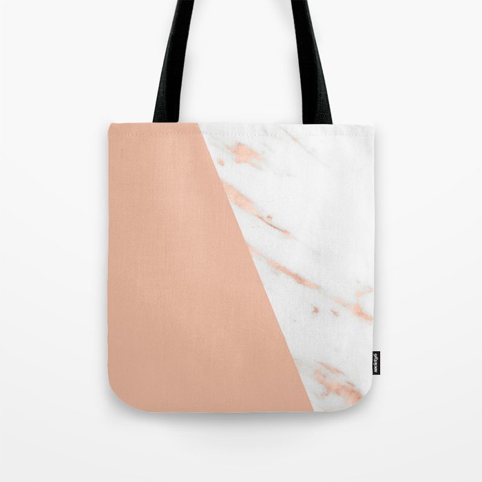 Marble Geometric Rose Gold Pink Quartz Tote Bag