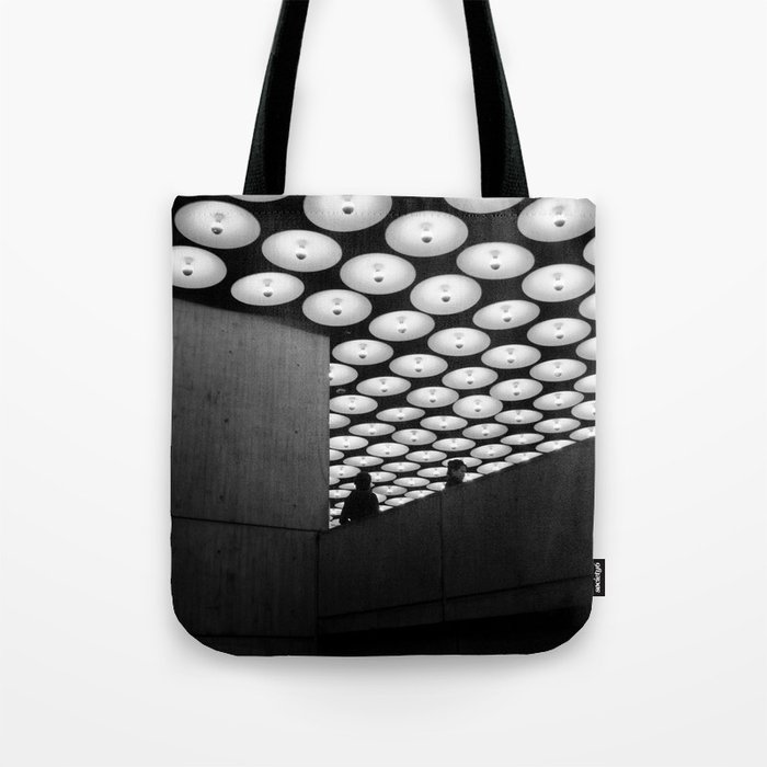 Black and white Mini Museum tote bag with polka dots