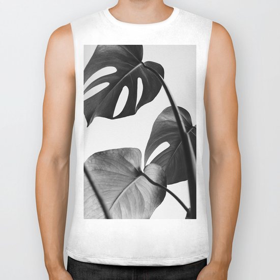 Black & white Monstera Biker Tank