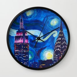 Starry Night in New York - Van Gogh Inspirations in Manhattan Wall Clock