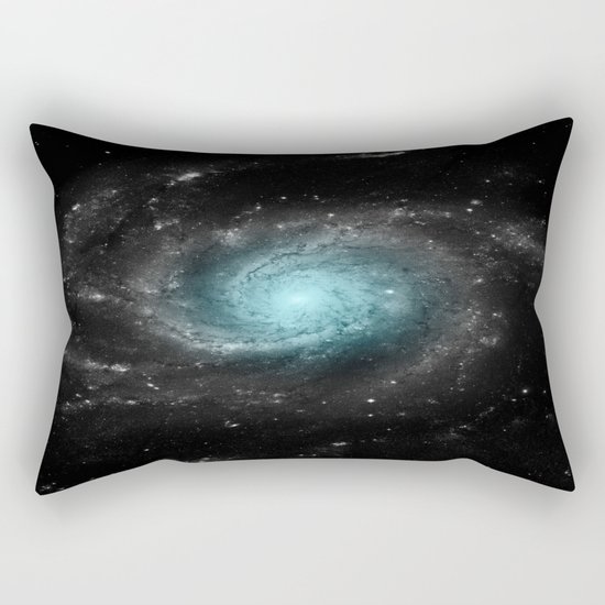 Aqua Blue Gray Pinwheel Galaxy Rectangular Pillow