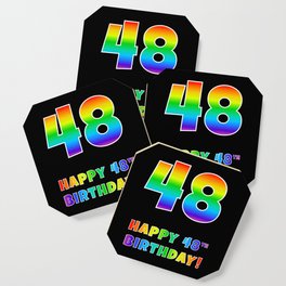 [ Thumbnail: HAPPY 48TH BIRTHDAY - Multicolored Rainbow Spectrum Gradient Coaster ]