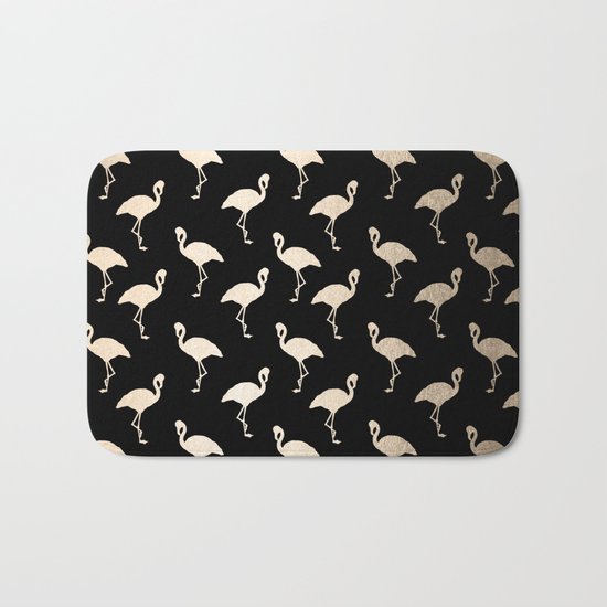Flamingo Pattern Gold + Black Bath Mat