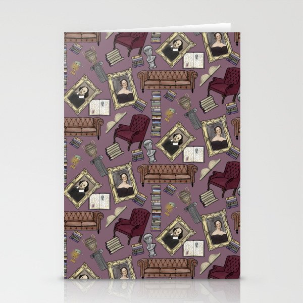 Dark Academia - In the Study, in mauve Stationery Cards