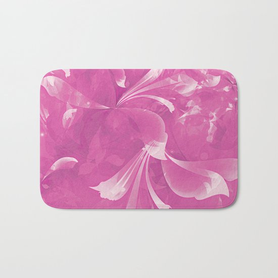 Stylized flowers in pink Bath Mat