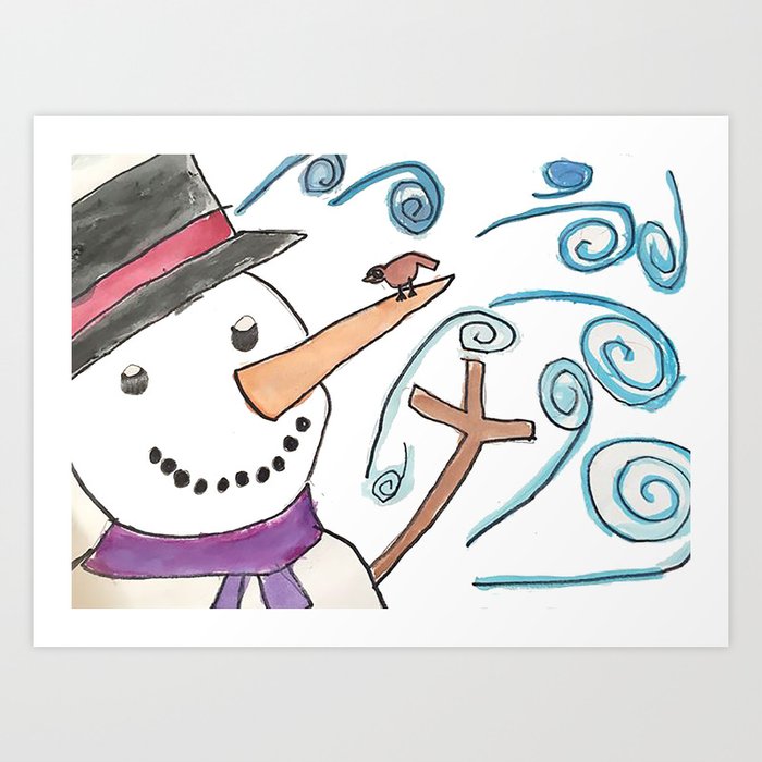 Frosty and friend Art Print