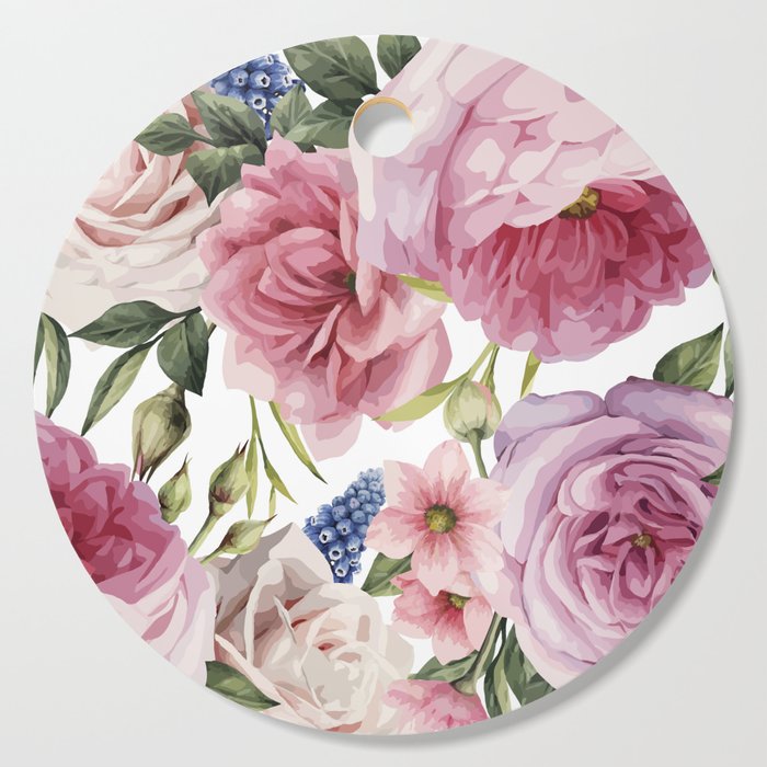 WATERCOLOR ROSES Cutting Board