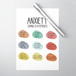 Anxiety Coping Statements Anxiety Help Management Mental Health Self Care Anxiety Relief Self Help  Wrapping Paper