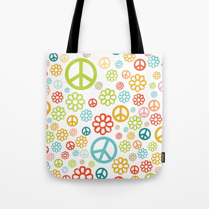 Retro Hippy Pattern Tote Bag