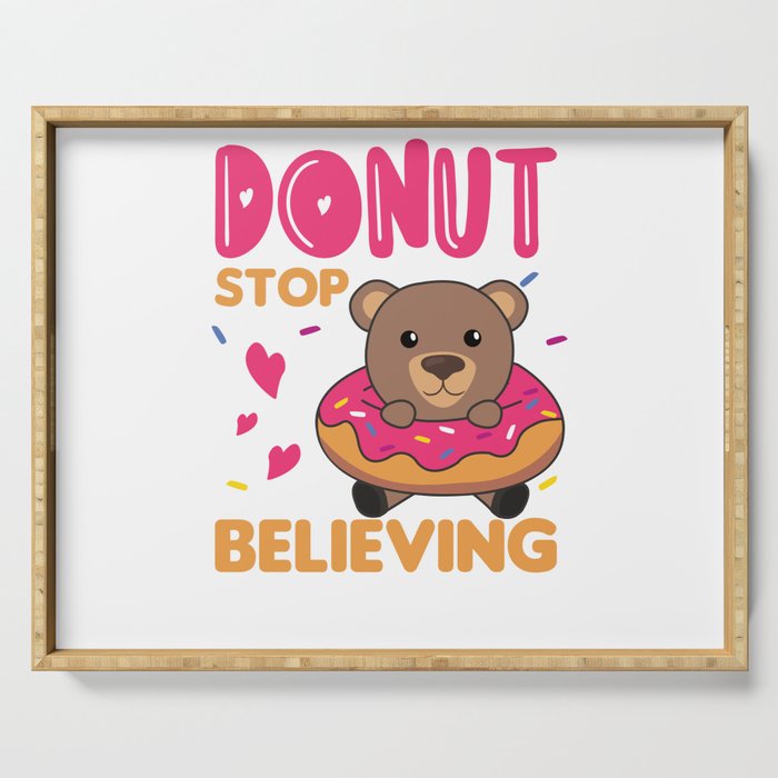Sweet Bear Funny Animals In Donut Pink Serving Tray