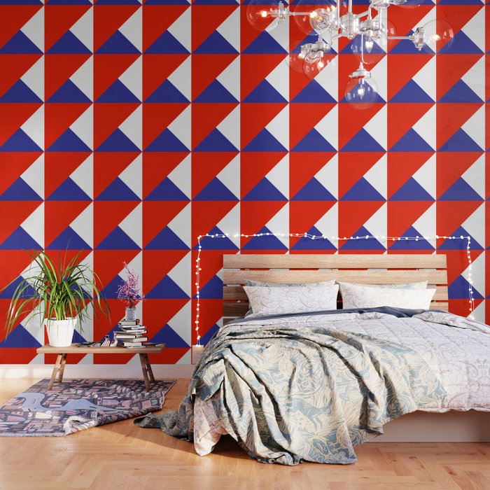 Triangles Retro Pop Art Abstract Red White Blue Series Wallpaper