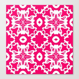 Valencia - Symmetrical Tiling Abstract in Pink and White Canvas Print
