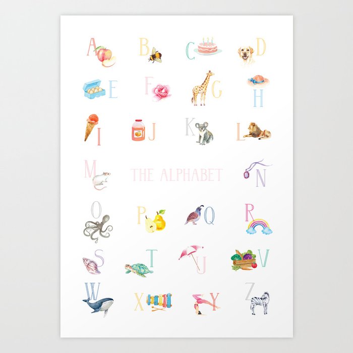 Children's Alphabet Print – Watercolour Art Print