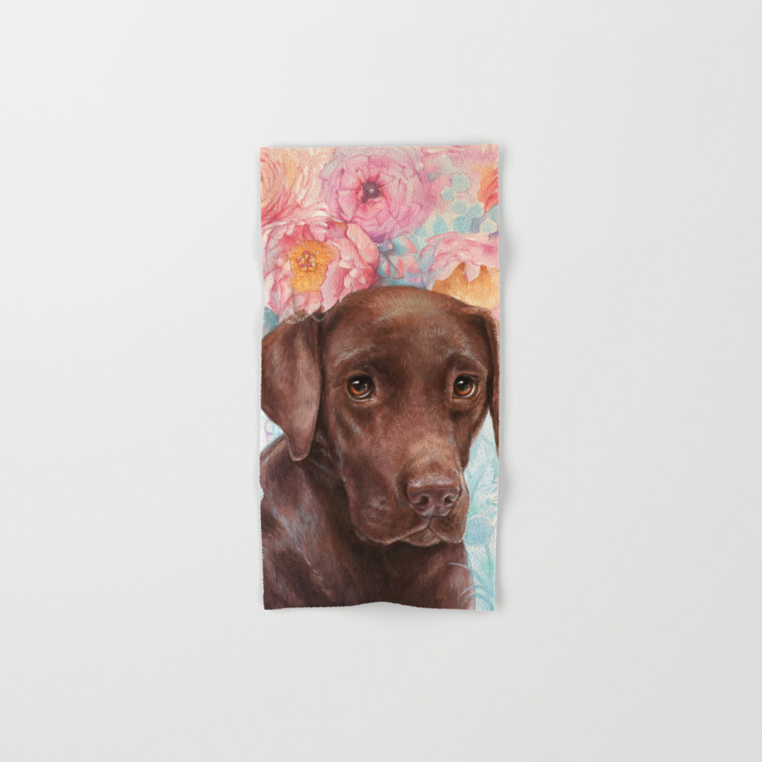 Flowers And Chocolate Chocolate Lab Dog Watercolor Portrait