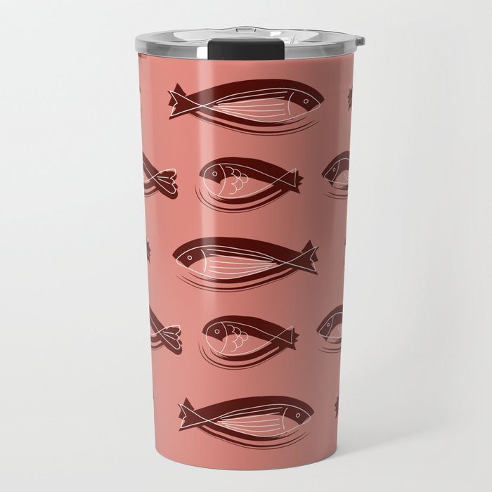 Swimming Fishes Pattern Sweet Pink Background Travel Mug