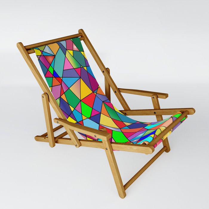 Colorful Geometric Pattern Sling Chair